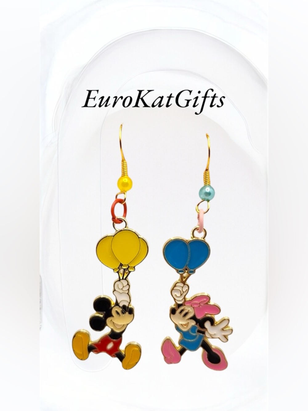 Disney Mickey & Minnie Balloon Dangle Earrings - Yellow, Blue, Pink NWT - Picture 1 of 5